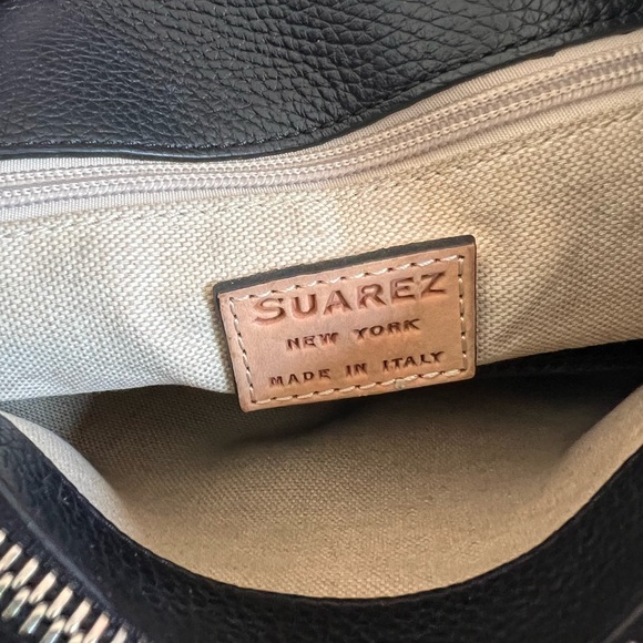 Suarez New York Italian black leather bag small satchel 3-compartments 2 ways - Picture 13 of 16